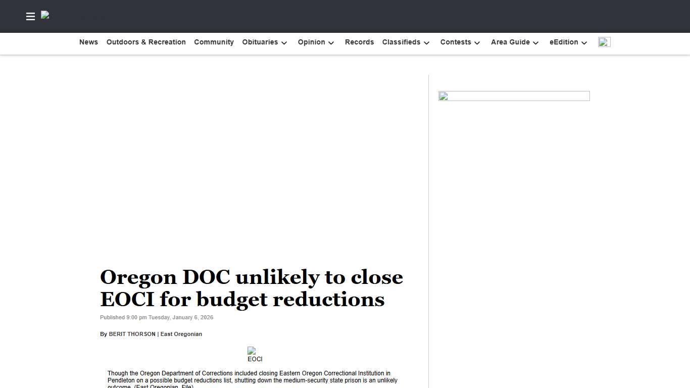 Oregon DOC unlikely to close EOCI for budget reductions East Oregonian