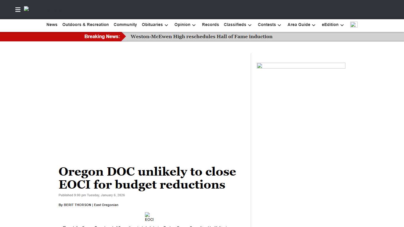 Oregon DOC unlikely to close EOCI for budget reductions East Oregonian